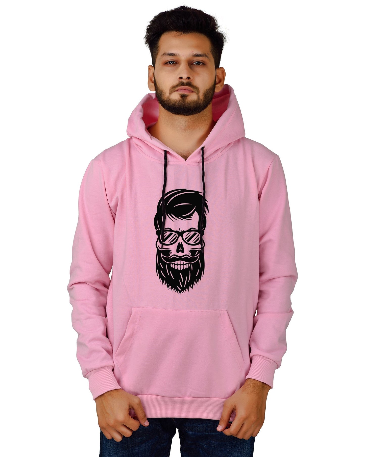 Men's Regular Fit Beard Man Printed Cotton Hoodie