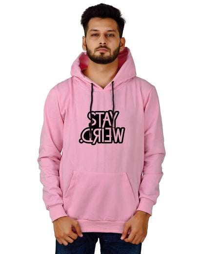 Men's Regular Fit Stay Weired Printed Cotton Hoodie