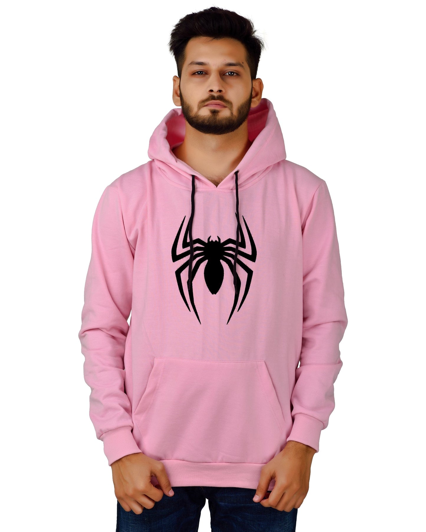 Men's Regular Fit Spider Printed Cotton Hoodie