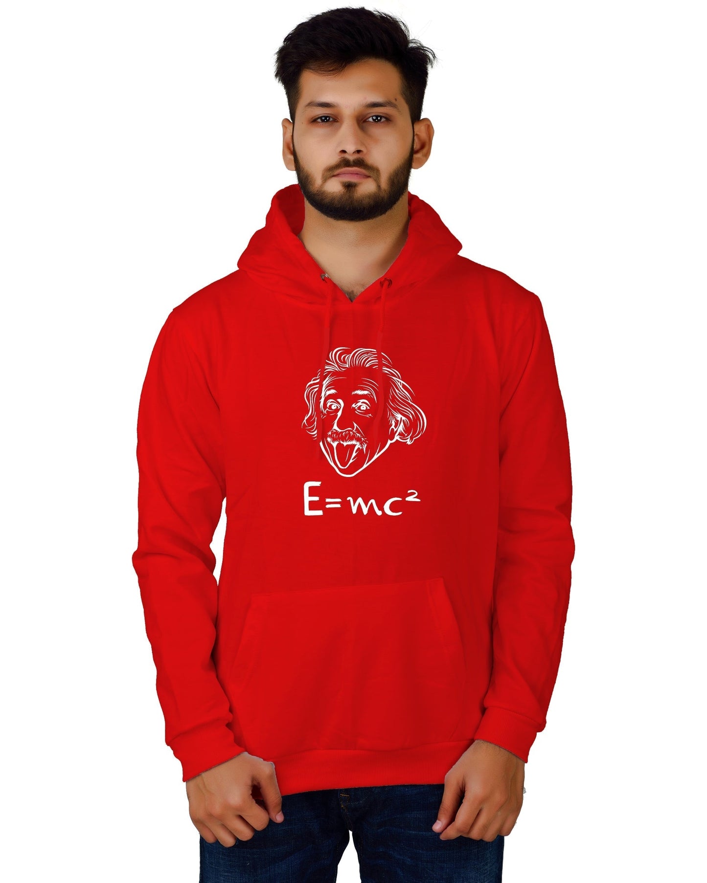 Men's Regular Fit E=MC2 Printed Cotton Hoodie