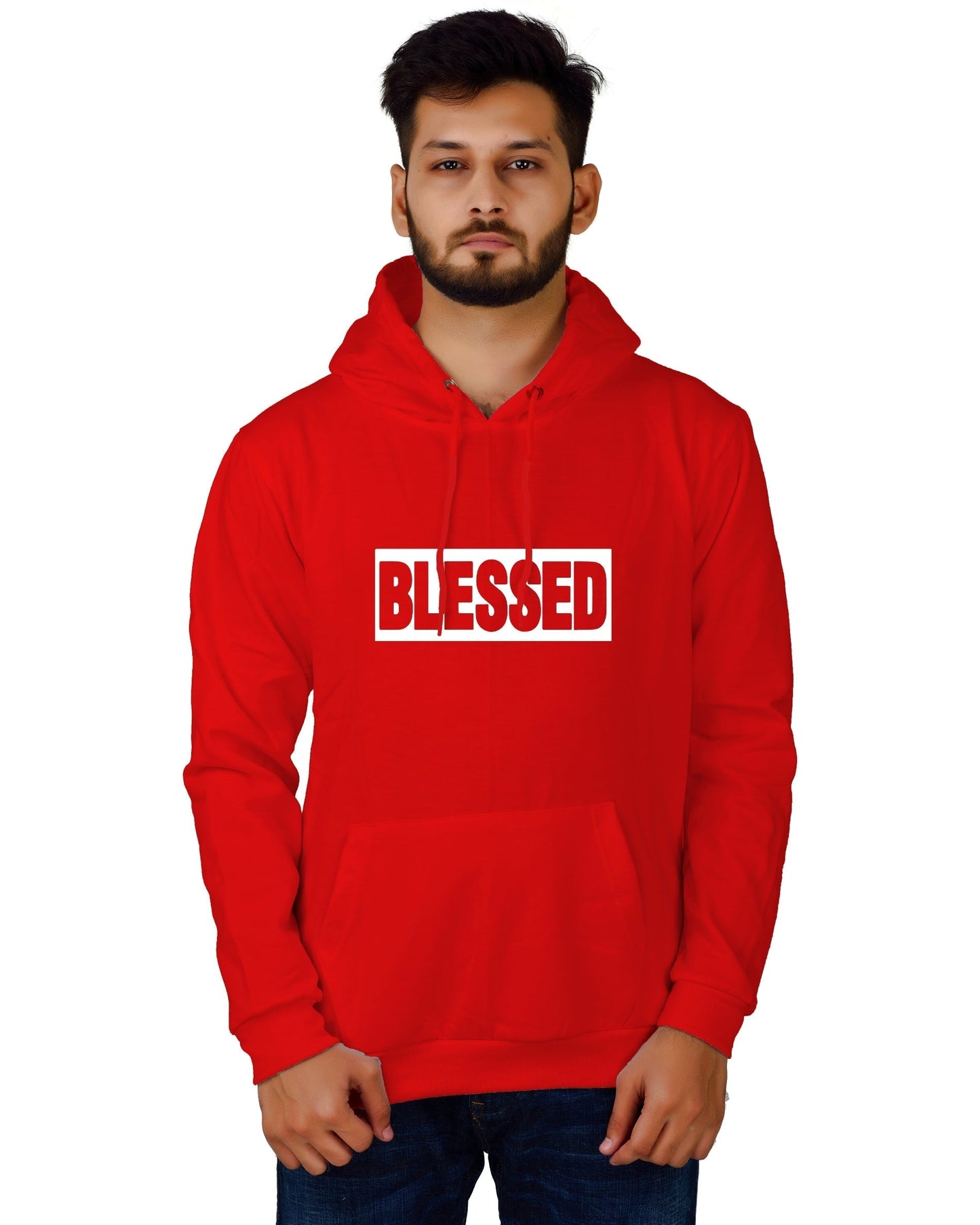 Men's Regular Fit Blessed Printed Cotton Hoodie