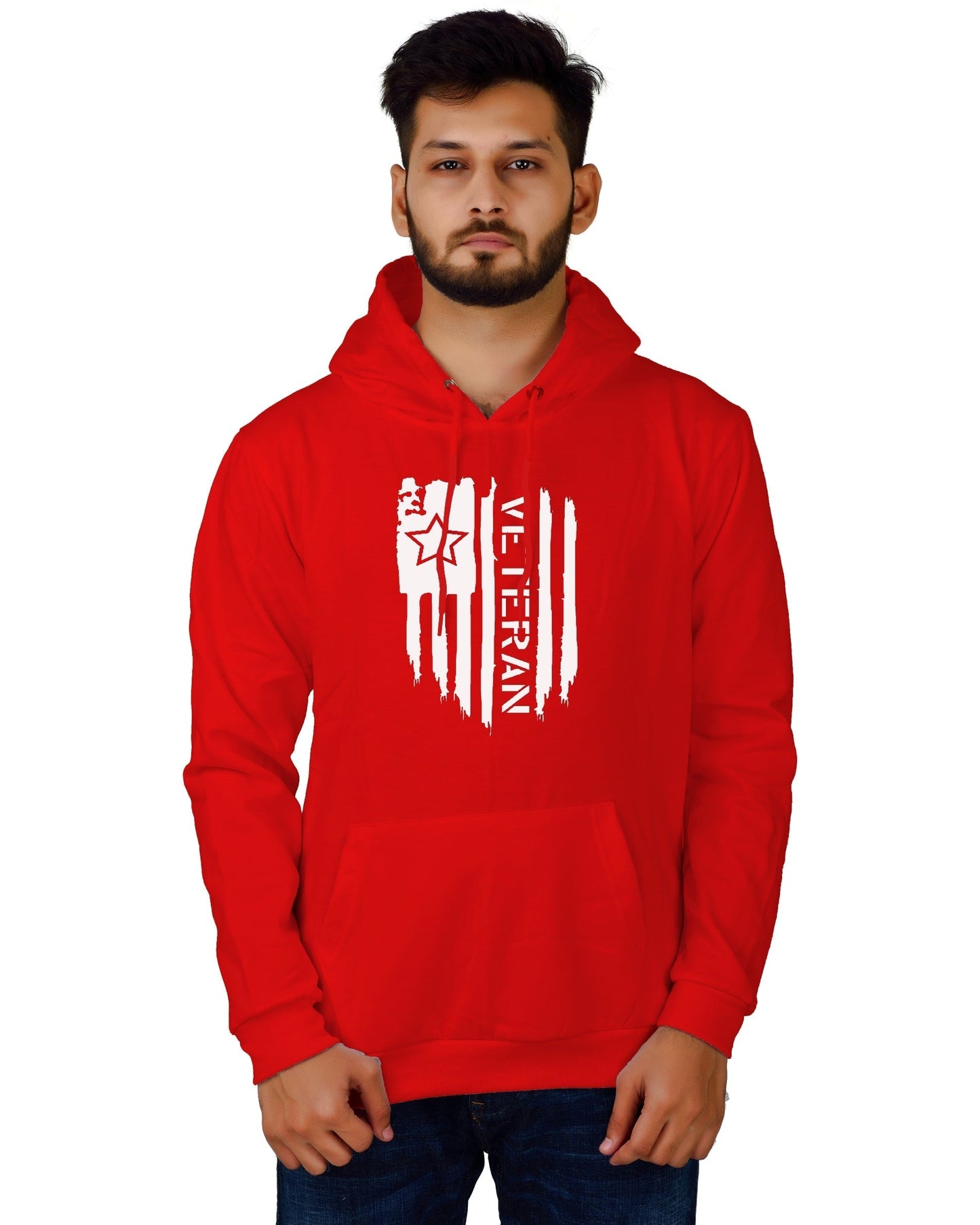 Men's Regular Fit VeteranPrinted Cotton Hoodie