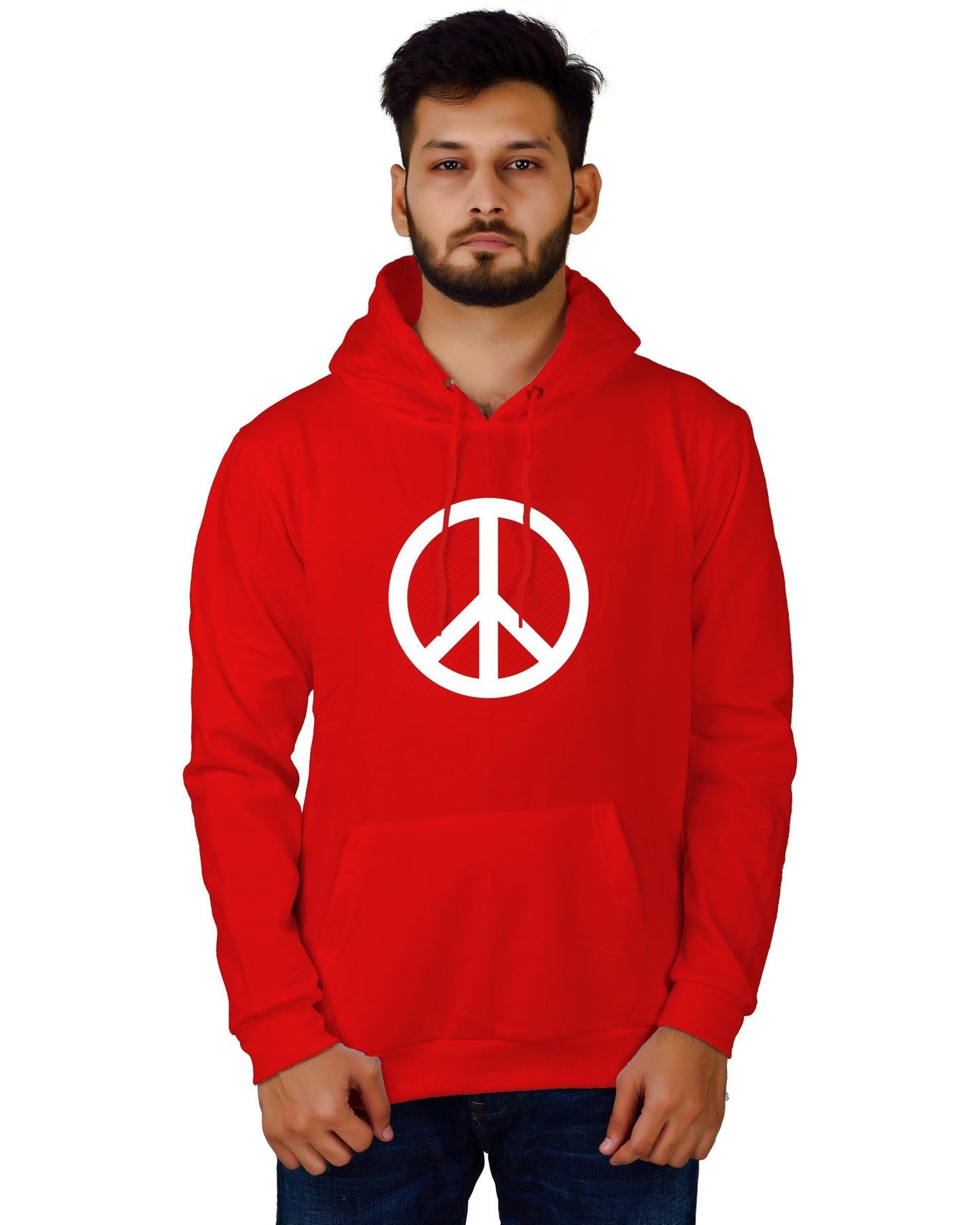 Men's Regular Fit Peace Printed Cotton Hoodie