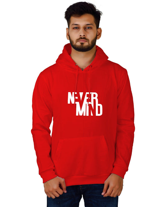 Men's Regular Fit Never Mind Printed Cotton Hoodie