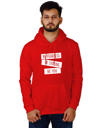 Men's Regular Fit Be Strong Be You Printed Cotton Hoodie