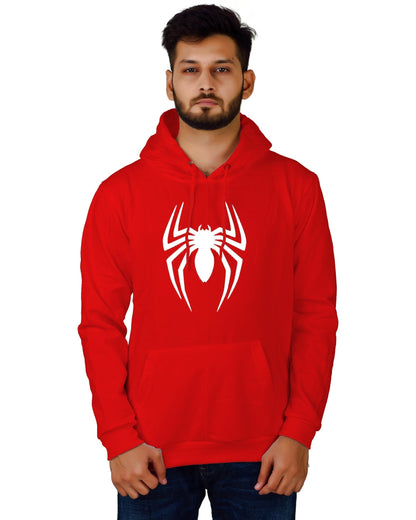Men's Regular Fit Spider Printed Cotton Hoodie
