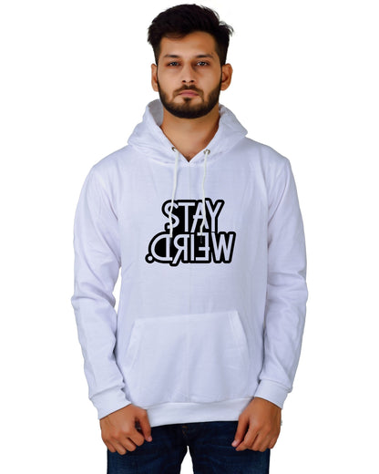 Men's Regular Fit Stay Weired Printed Cotton Hoodie