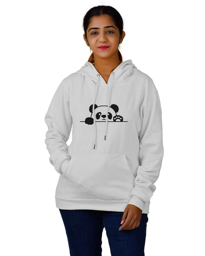 women,s Regular Fit Panda Printed Cotton Hoodie