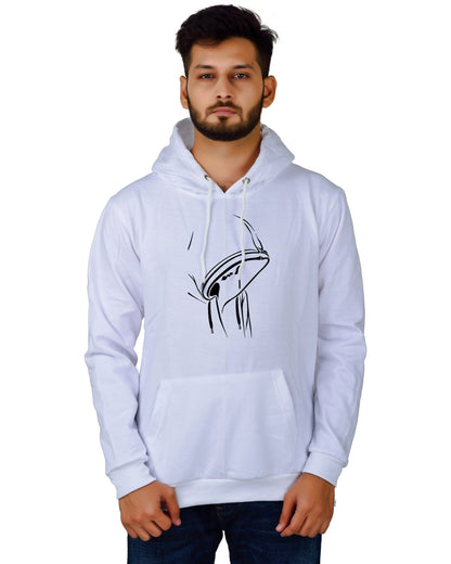 Men's Regular Fit Hidden Face Printed Cotton Hoodie