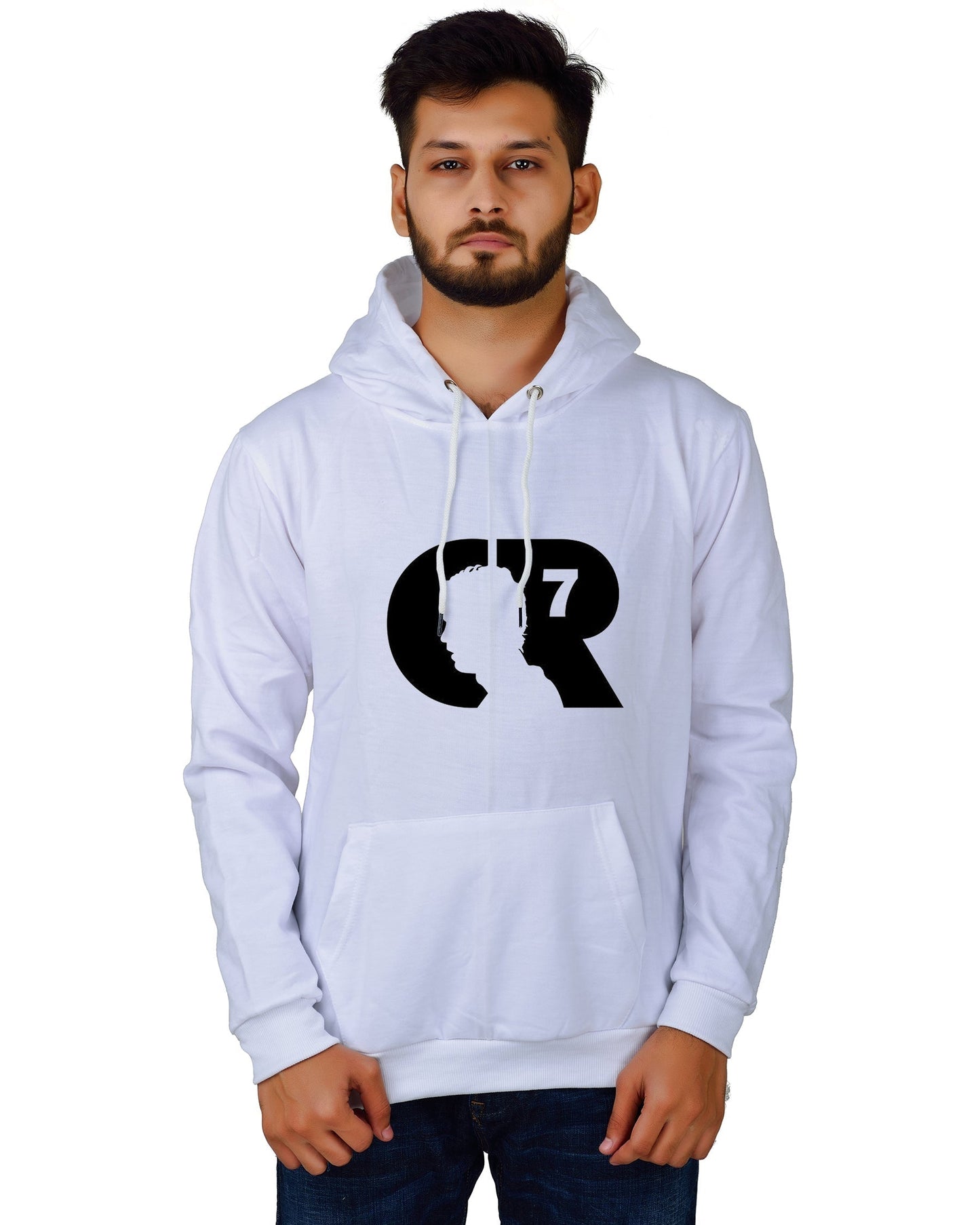 Men's Regular Fit CR7 Printed Cotton Hoodie
