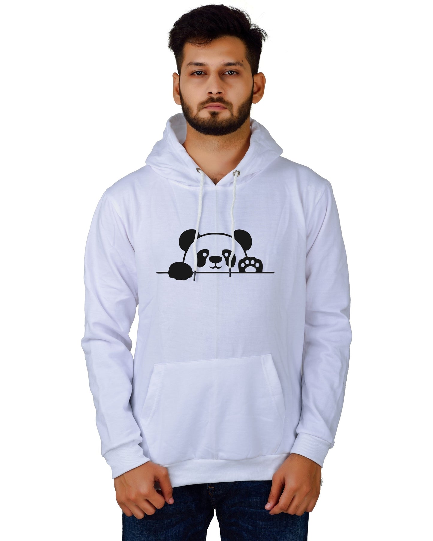 Men's Regular Fit Panda Printed Cotton Hoodie