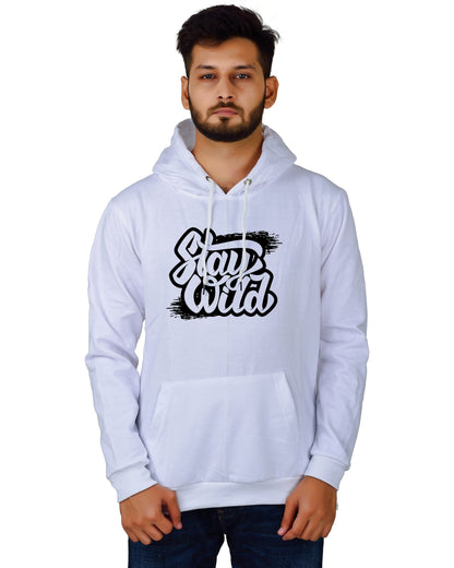 Men's Regular Fit Stay Wild Printed Cotton Hoodie