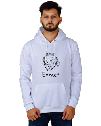Men's Regular Fit E=MC2 Printed Cotton Hoodie