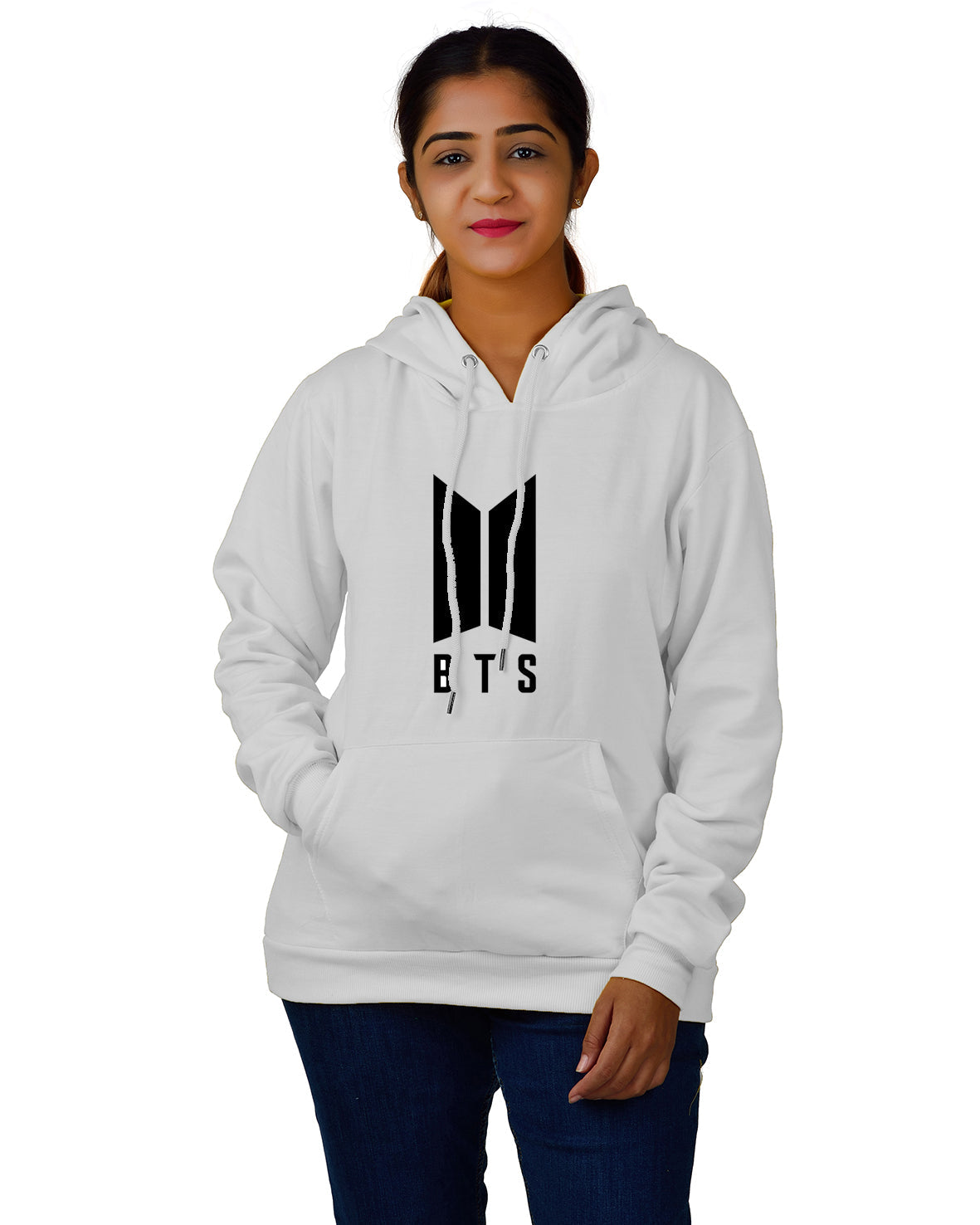 Women,s Regular Fit BTS Printed Cotton Hoodie