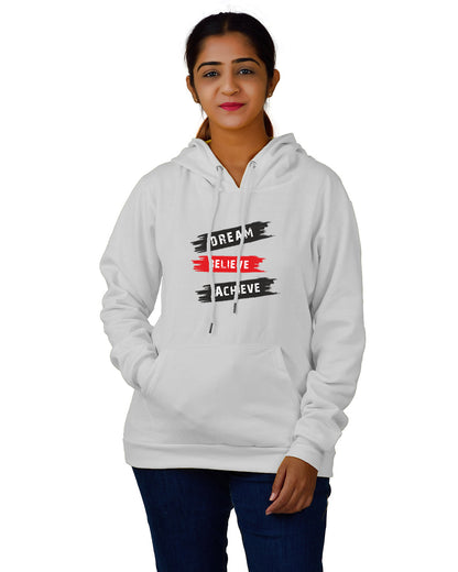 Women,s Regular Fit Color DBA Printed Cotton Hoodie