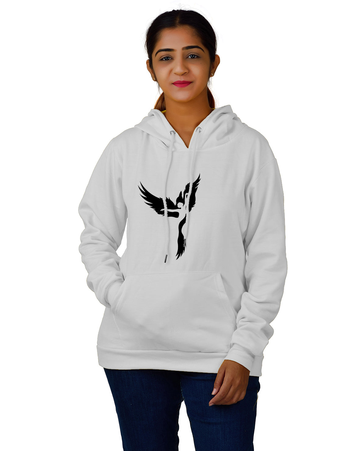 Women,s Regular Fit Dancing Girl Printed Cotton Hoodie