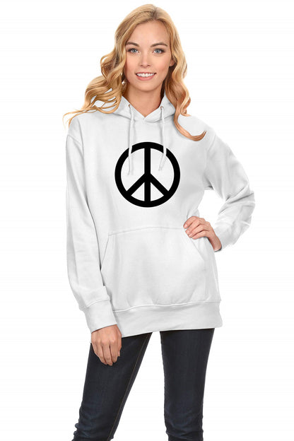 Women,s Regular Fit Peace Printed Cotton Hoodie