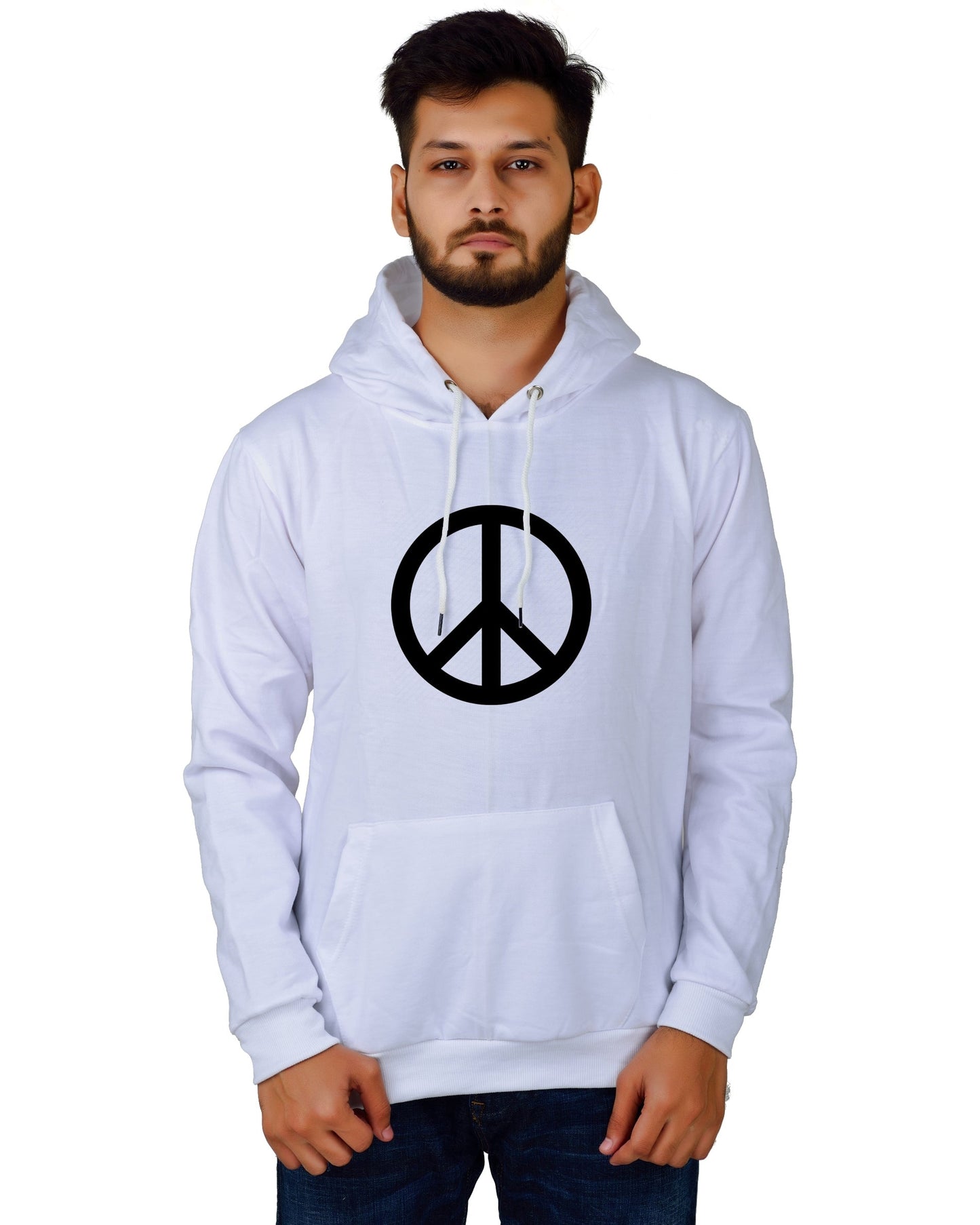Men's Regular Fit Peace Printed Cotton Hoodie