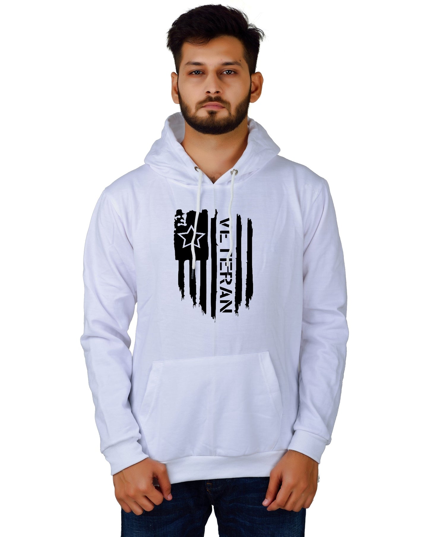 Men's Regular Fit VeteranPrinted Cotton Hoodie