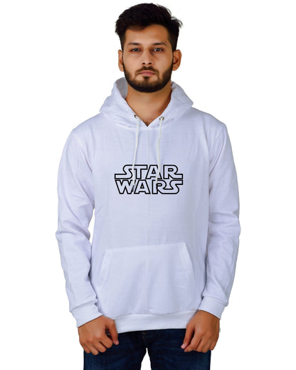 Men's Regular Fit Star War Printed Cotton Hoodie