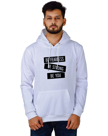 Men's Regular Fit Be Strong Be You Printed Cotton Hoodie