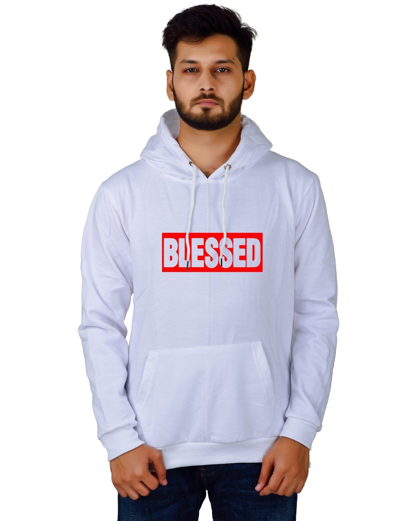 Men's Regular Fit Blessed Printed Cotton Hoodie