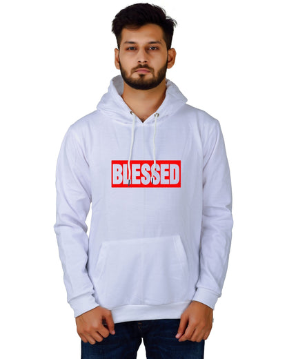 Men's Regular Fit Blessed Printed Cotton Hoodie