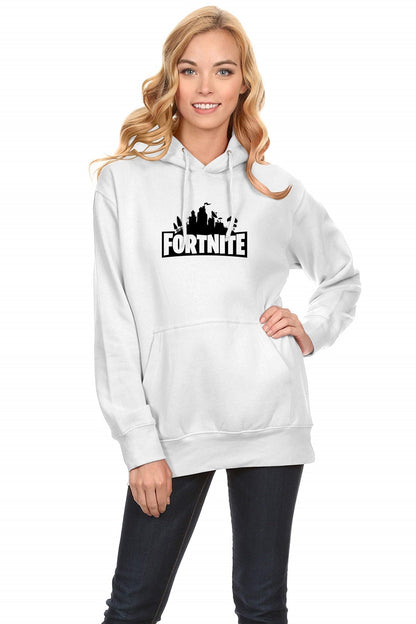 Women,s Regular Fit Fortnite Printed Cotton Hoodie