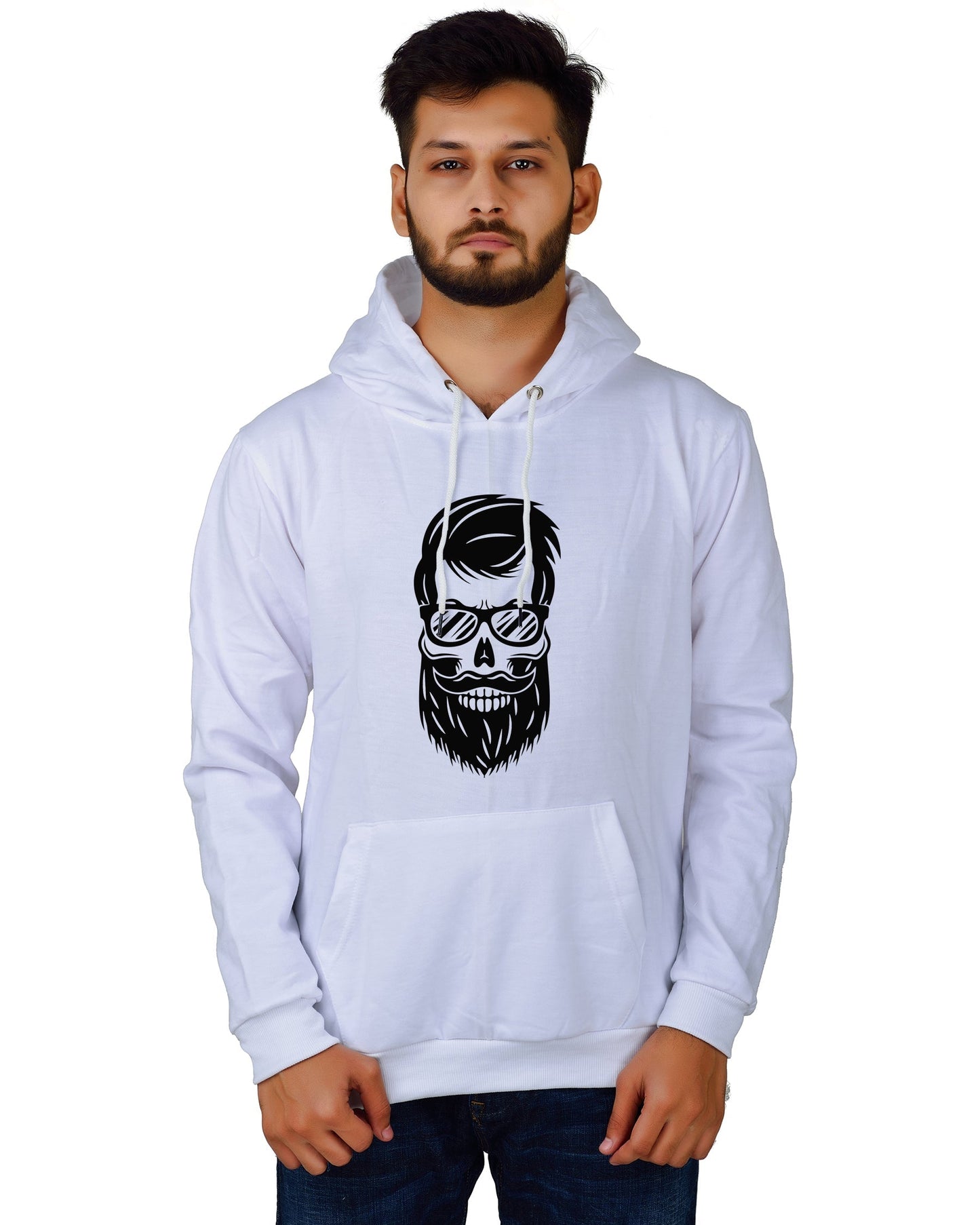 Men's Regular Fit Beard Man Printed Cotton Hoodie