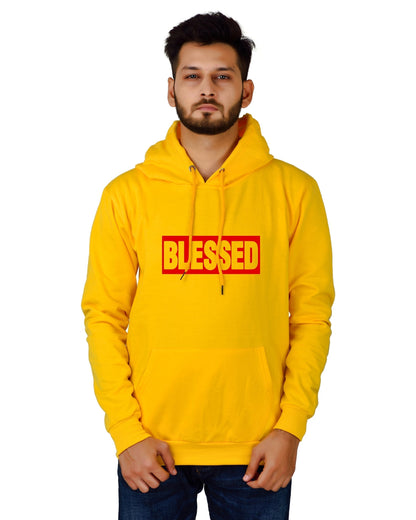 Men's Regular Fit Blessed Printed Cotton Hoodie