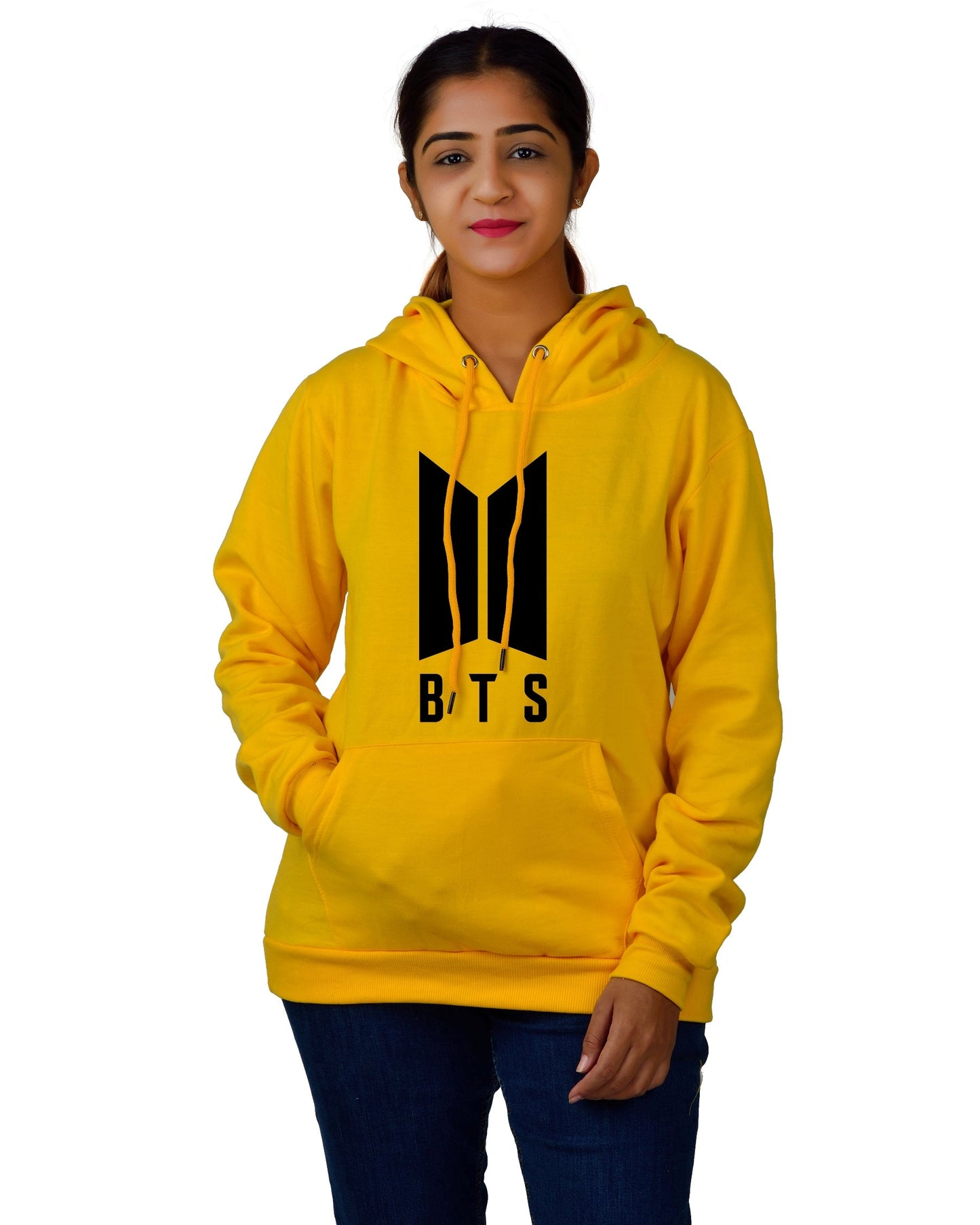 Women,s Regular Fit BTS Printed Cotton Hoodie