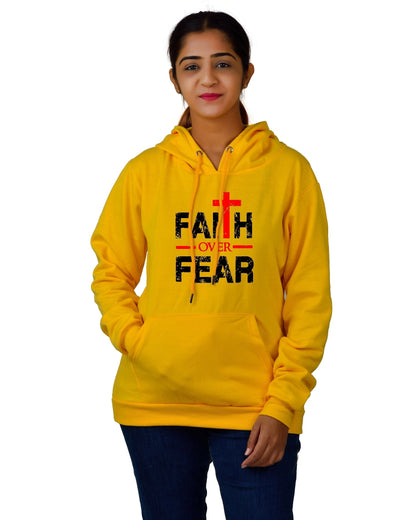Women,s Regular Fit FOF Printed Cotton Hoodie