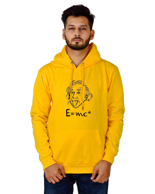 Men's Regular Fit E=MC2 Printed Cotton Hoodie