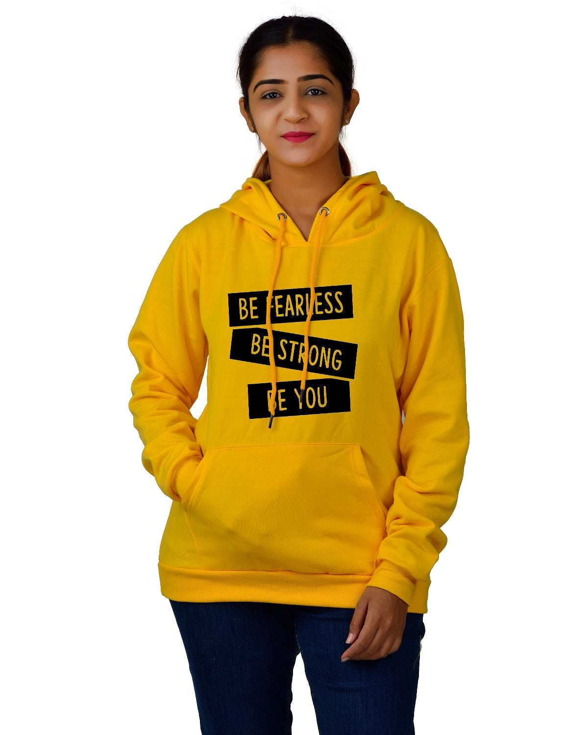 Women,s Regular Fit BSBY Printed Cotton Hoodie