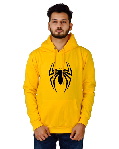 Men's Regular Fit Spider Printed Cotton Hoodie