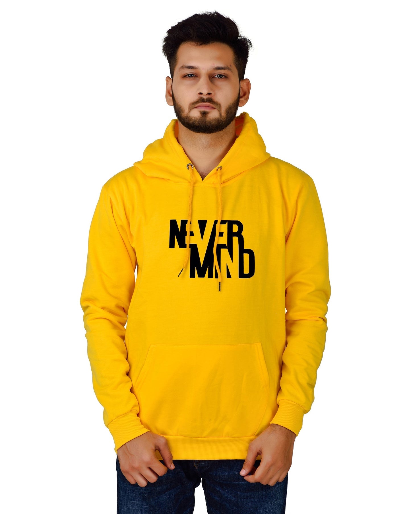 Men's Regular Fit Never Mind Printed Cotton Hoodie