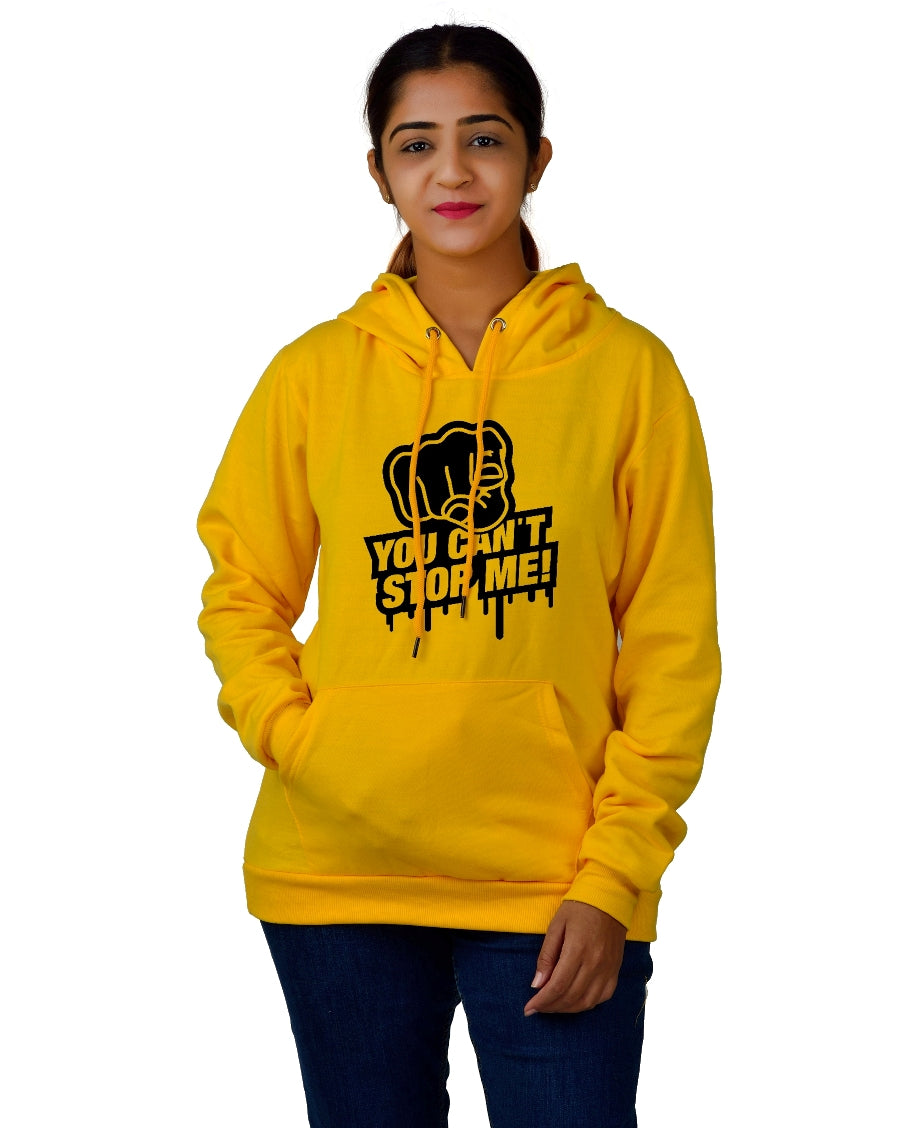 Women,s Regular Fit YCSM Printed Cotton Hoodie
