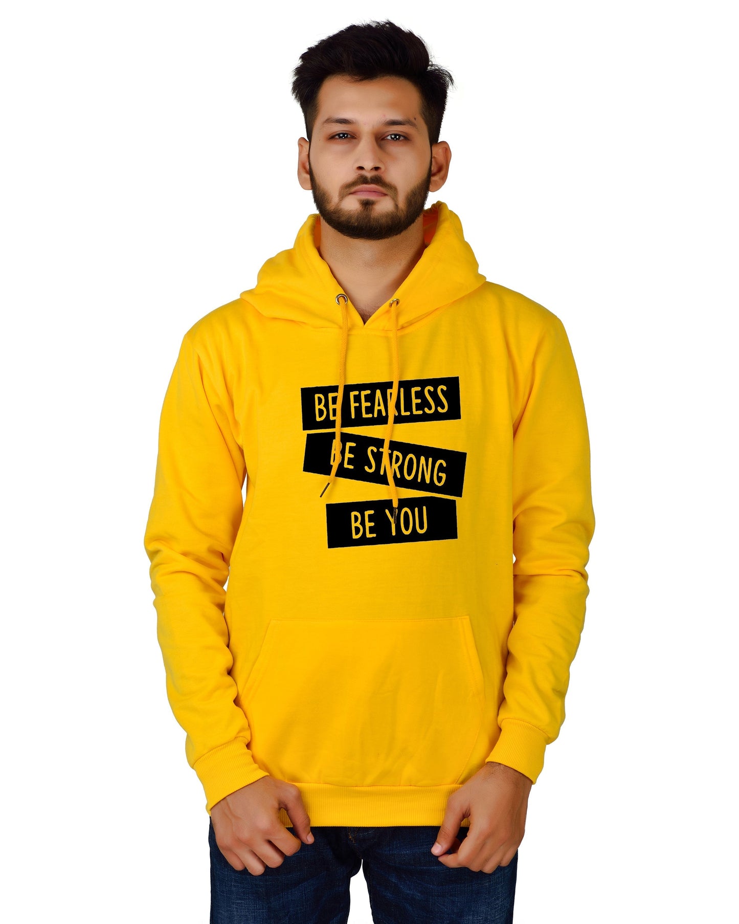 Men's Regular Fit Be Strong Be You Printed Cotton Hoodie