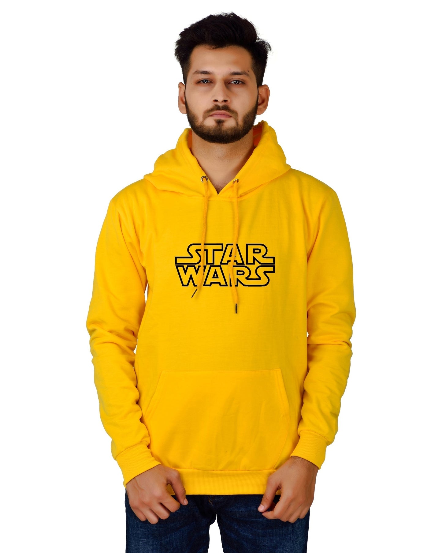 Men's Regular Fit Star War Printed Cotton Hoodie