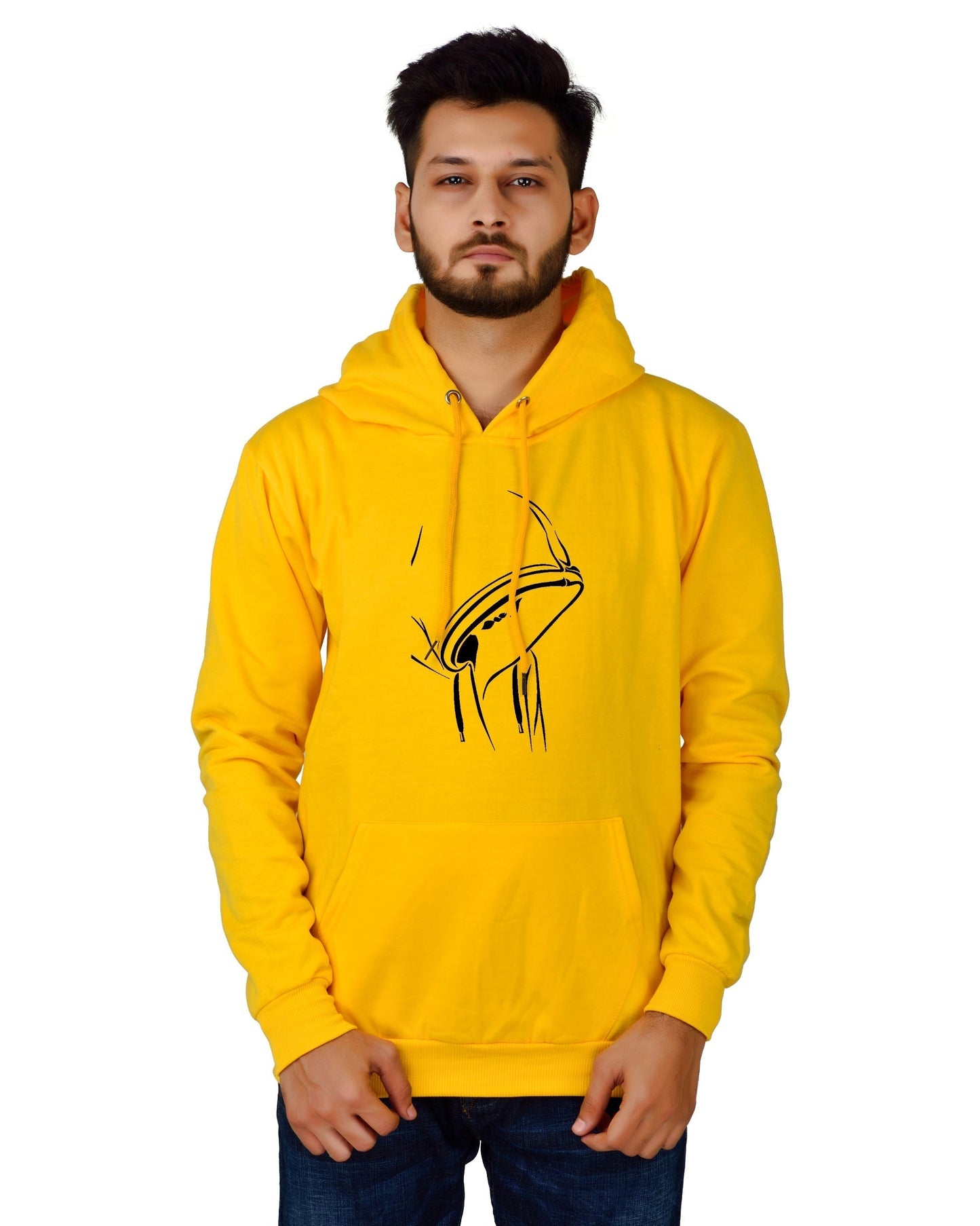 Men's Regular Fit Hidden Face Printed Cotton Hoodie