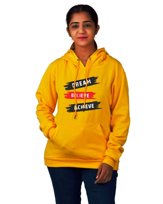 Women,s Regular Fit Color DBA Printed Cotton Hoodie