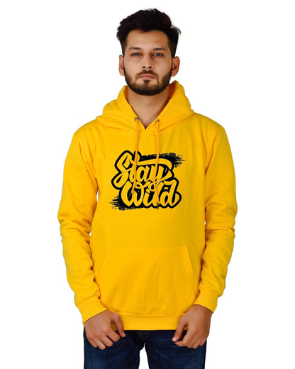 Men's Regular Fit Stay Wild Printed Cotton Hoodie