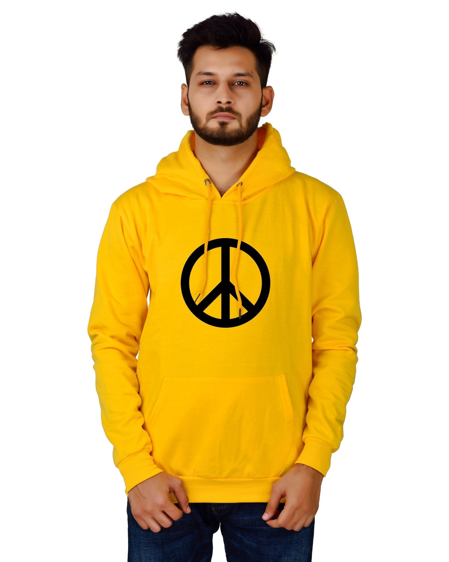 Men's Regular Fit Peace Printed Cotton Hoodie
